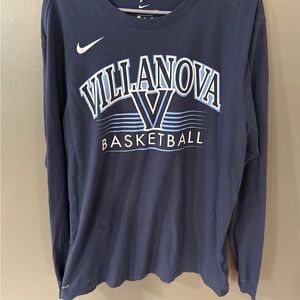 Villanova Wildcats Basketball Nike Dri Fit Blue Long Sleeve Shirt Men XL